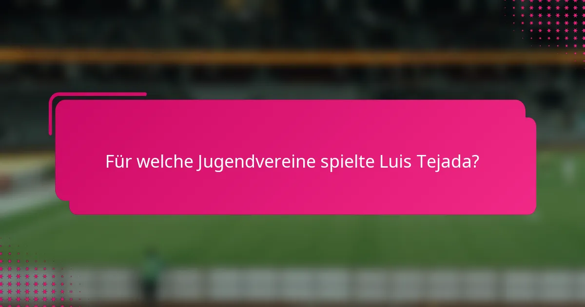 Für welche Jugendvereine spielte Luis Tejada?