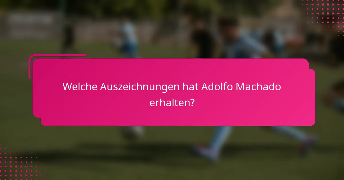 Welche Auszeichnungen hat Adolfo Machado erhalten?