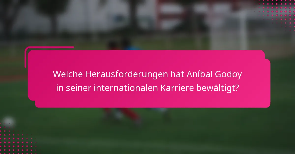 Welche Herausforderungen hat Aníbal Godoy in seiner internationalen Karriere bewältigt?