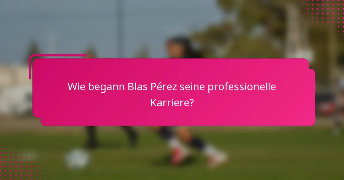 Wie begann Blas Pérez seine professionelle Karriere?